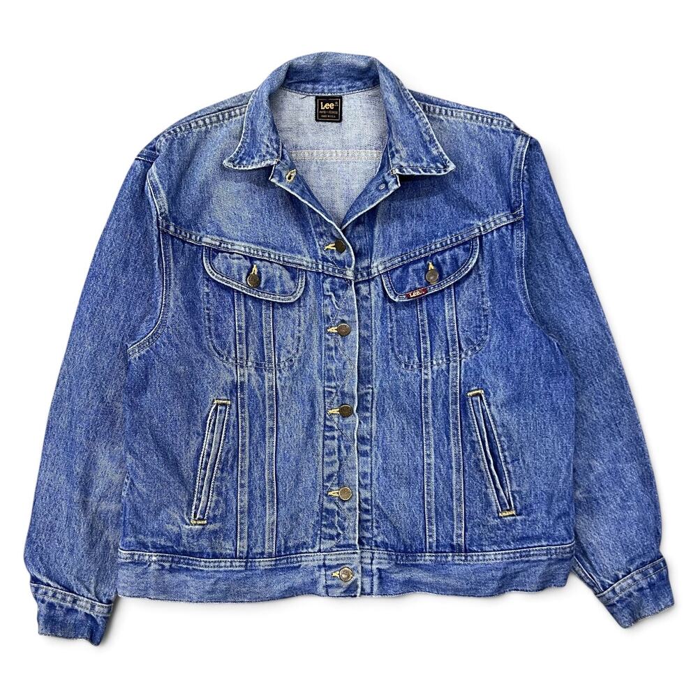 Vintage Lee Riders Blue Denim Jacket USA Made Mens M Wmns XL Jean Trucker 80s - Picture 1 of 16